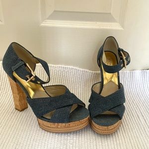 Michael Kors denim heels, size 8.5 excellent condition